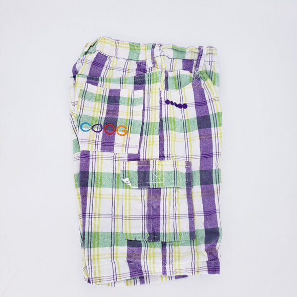 Coogi casual multicolor green purple white plaid little boys 3T summer shorts - Picture 1 of 7